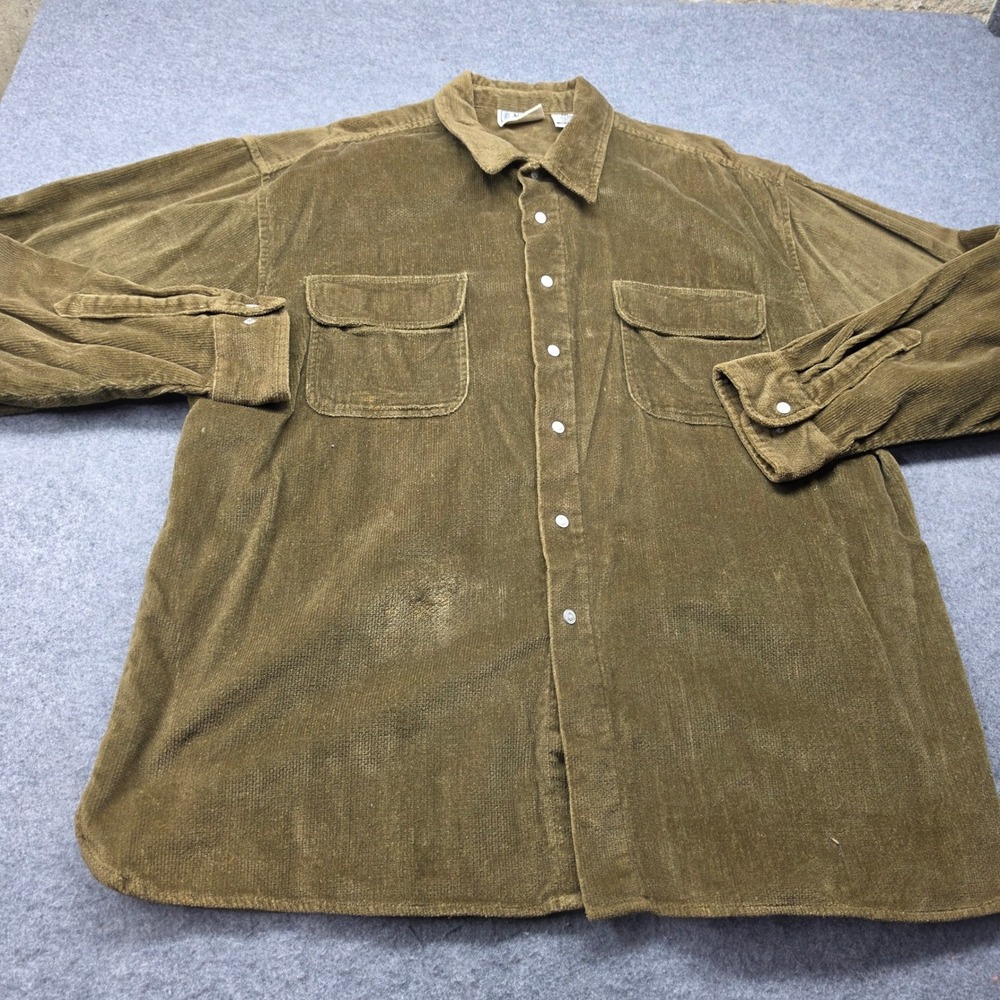 Canyon River Men Corduroy Long Sleeve Button Down Shirt Olive Green 2XL Tall